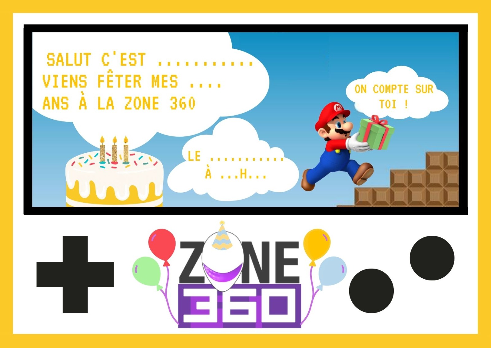 Bon invitation anniversaire Zone Mario